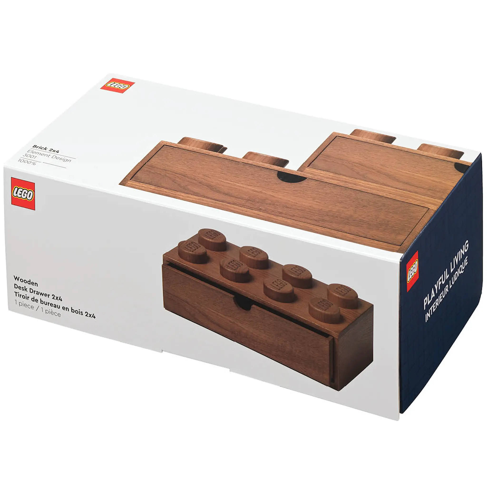 Lego Wooden collection Skrivbordslåda 2x4 Mörk Ek