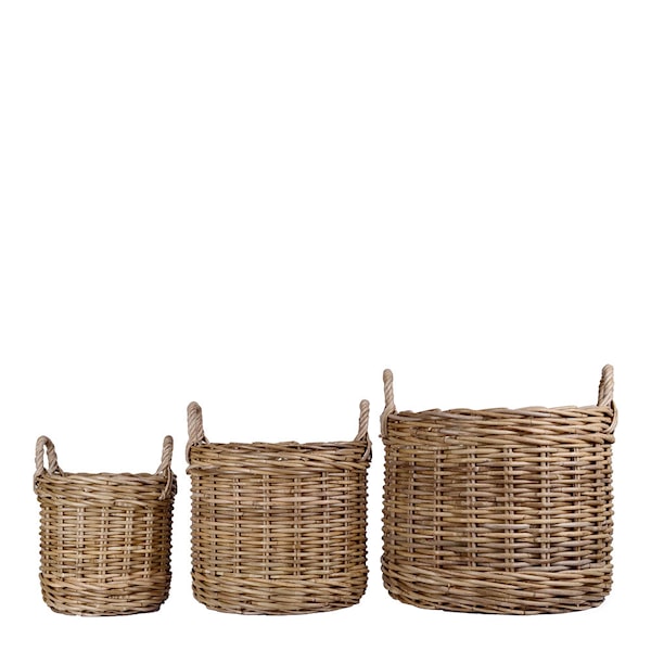 Kubu blomkorg 25/35/43 cm 3-pack grå