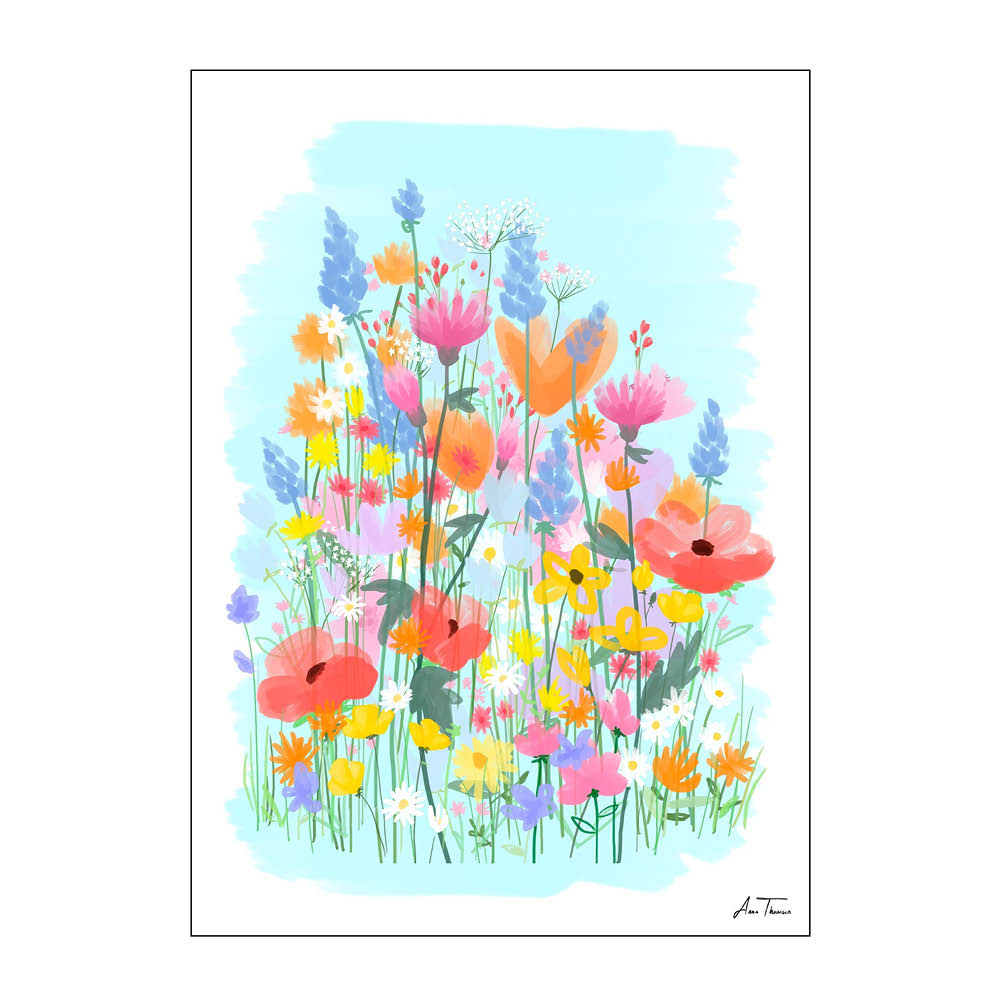 Läs mer om Poster & Frame - Anna Thomsen poster 50x70 cm field of flowers no3