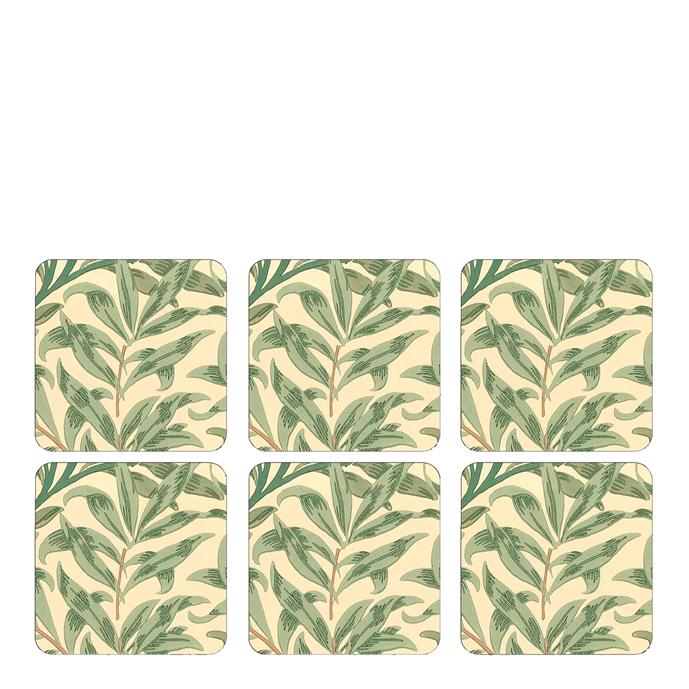 Produktfoto för Morris & Co - Willow Bough Glasunderlägg 6-pack Grön