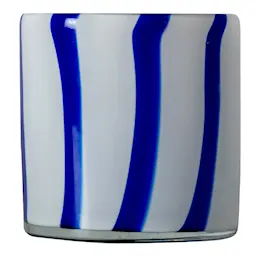 ByOn Calore lyslykt 10x10 cm Curve blå/hvit stripete