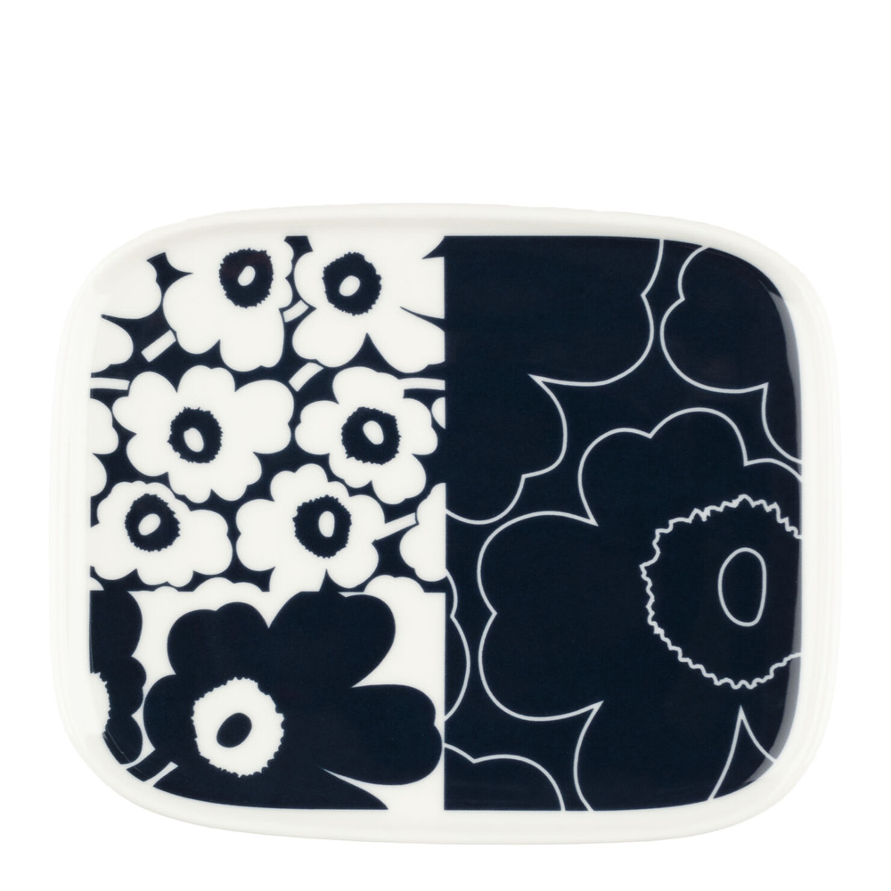 Marimekko – Unikko Kollaasi assiett 15×12 cm vit/mörkblå