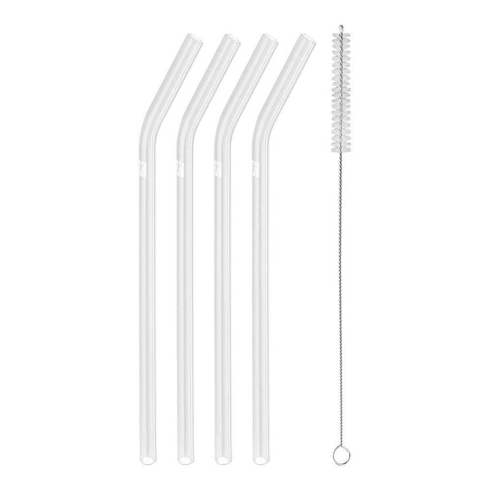 Zwilling – Sorrento Glassugrör Vinklade 4pack+Borste Transparent