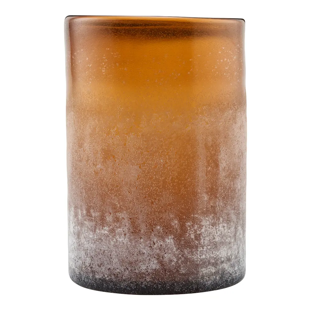 Mist lysholder glass 19,5 cm brun
