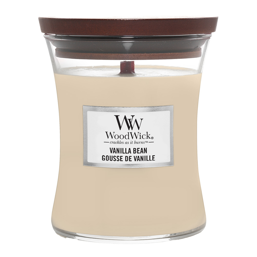 Läs mer om WoodWick - Hourglass doftljus medium vanilla bean