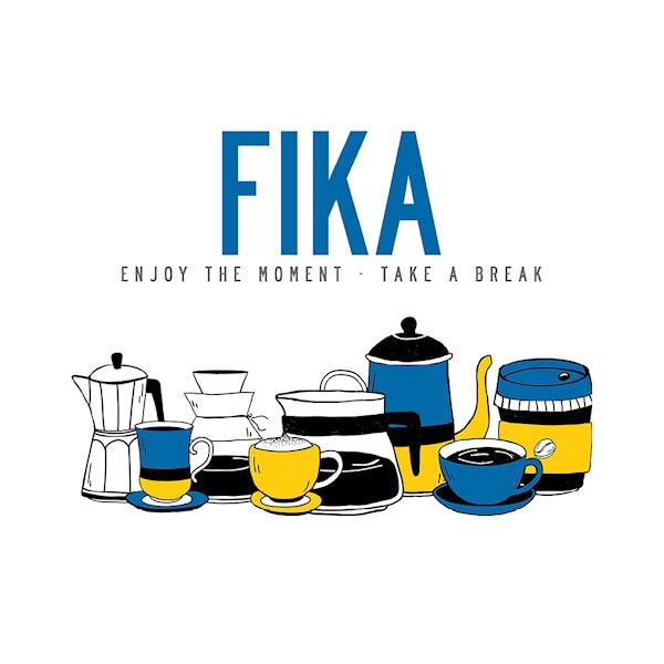 Fika Servett 33x33 cm Retro Blå/Gul