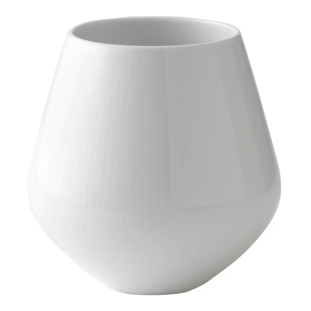 Hvit Riflet vase 15 cm