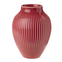 Knabstrup Keramik Vase riller 12,5 cm bordeux