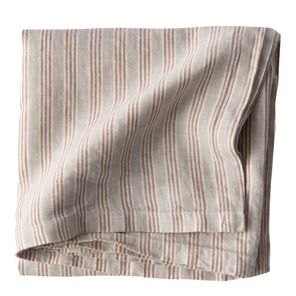 Läs mer om Tell Me More - Bordsduk Linne 175x175 cm Hazelnut Stripe