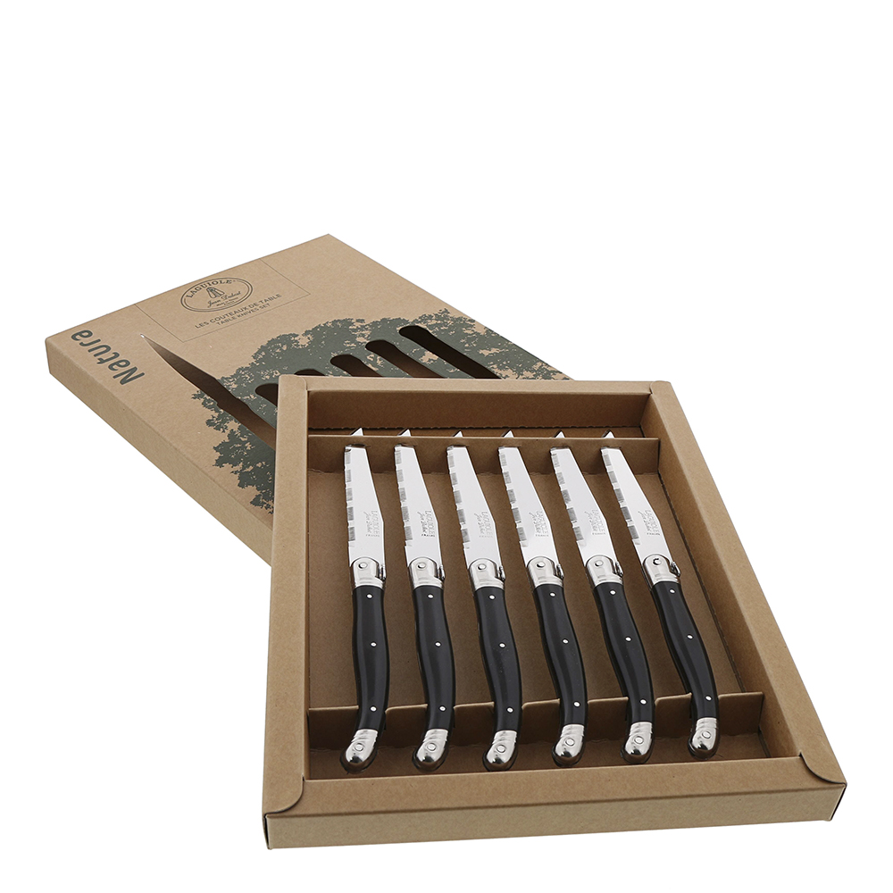 Jean Dubost Laguiole – Grillkniv 6-pack Biodegradable Svart