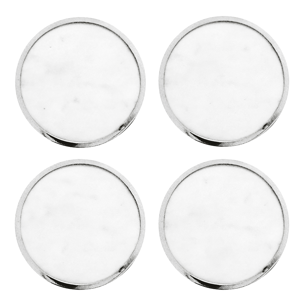 Produktfoto för Hilke - Glasunderlägg Marmor 4-pack Vit/Silver