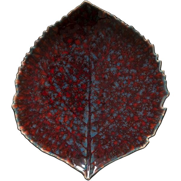 Costa Nova - Riviera Hortensiablad Assiett 17x15 cm Granatröd/Svart Fläckad