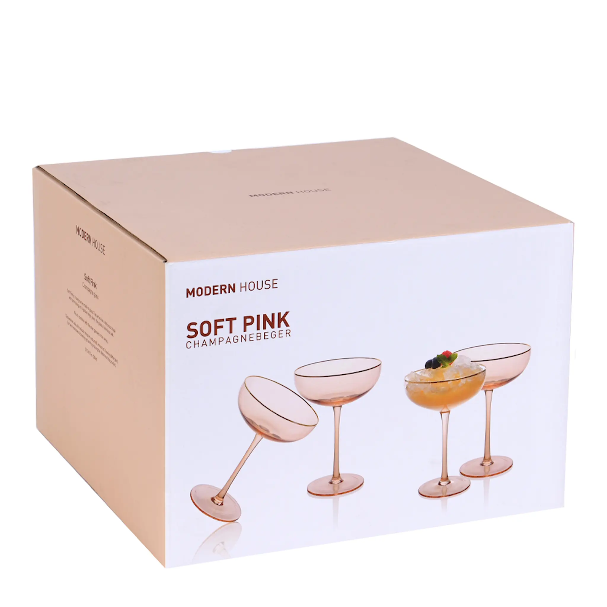 Modern House Champagneglas med Guldkant 23 cl 4-pack Soft Pink