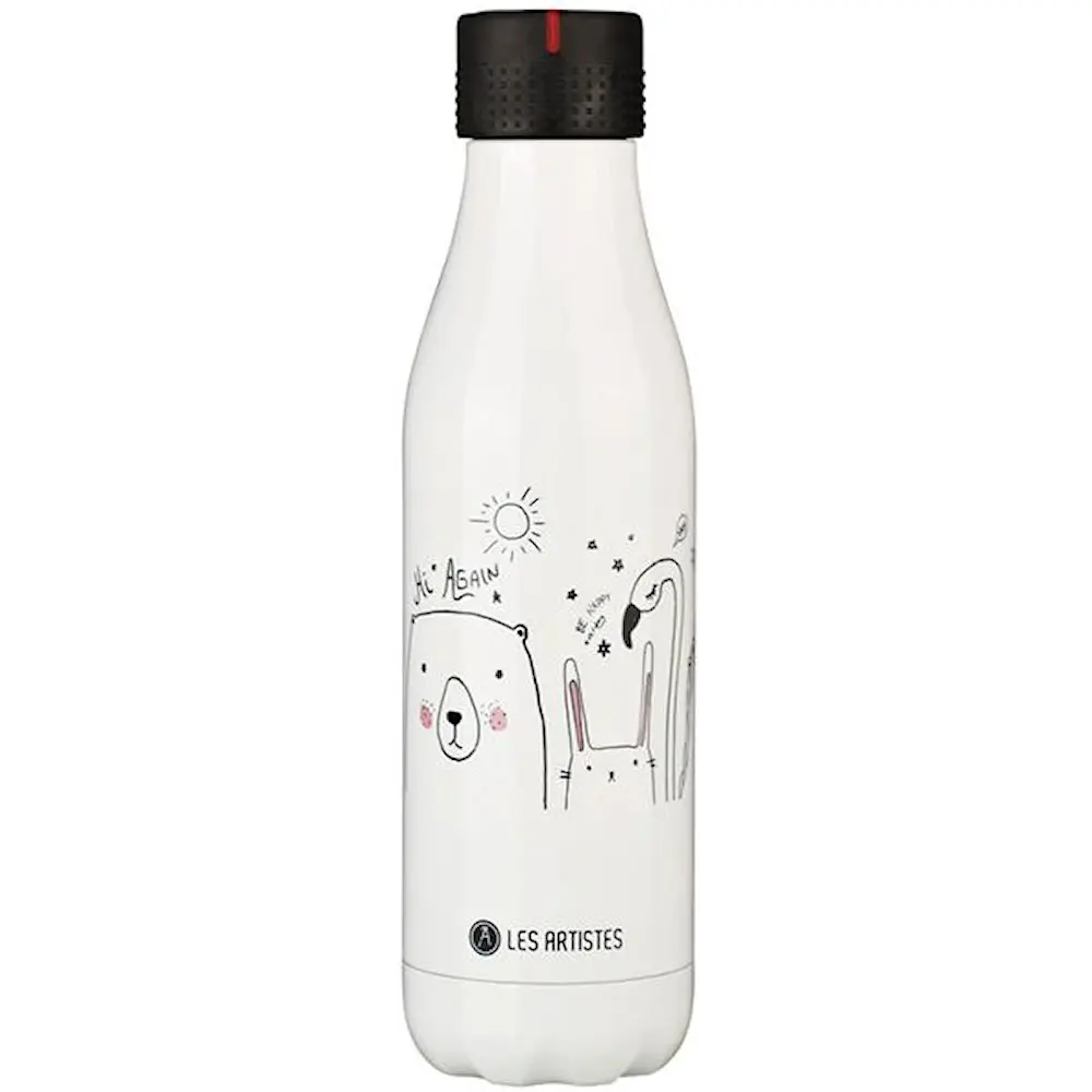 Bottle Up Design termoflaske 0,5L hvit/svart/rosa