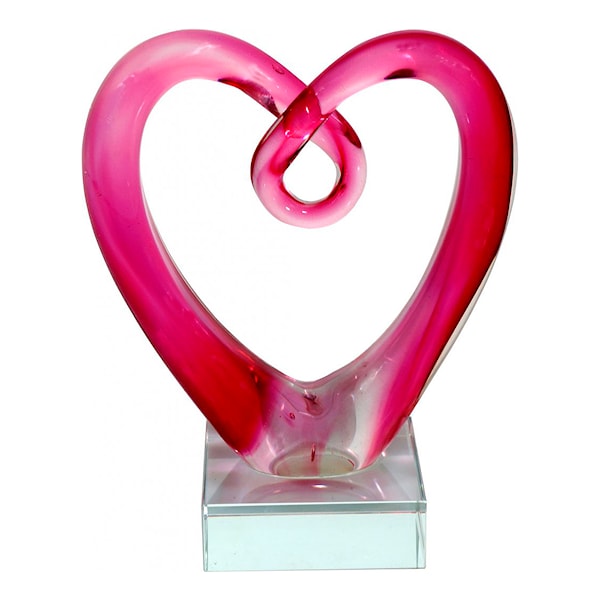 Glasskulptur Hjärta 12,5 cm Rosa