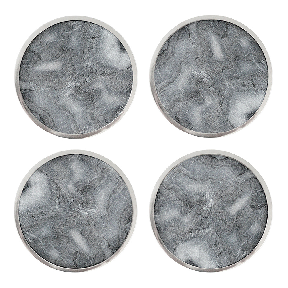 Produktfoto för Hilke - Glasunderlägg Marmor 4-pack Grå/Förnicklad Mässing