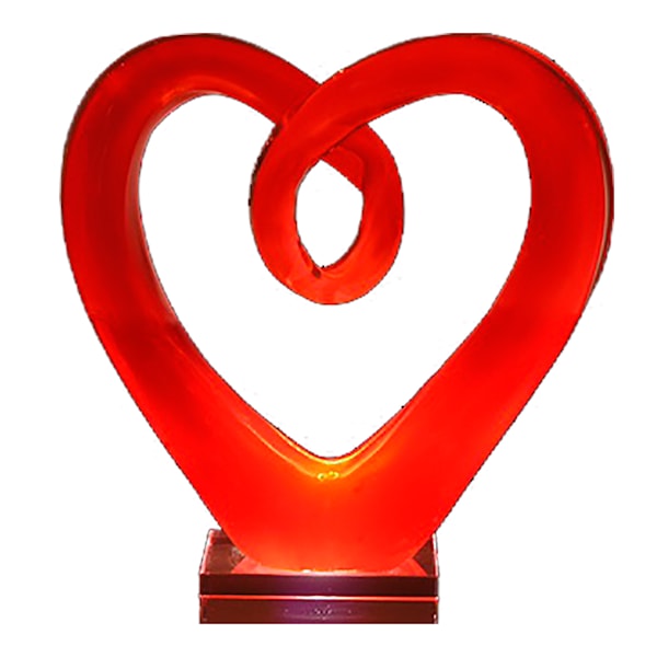 Glasskulptur Hjärta 28 cm Röd