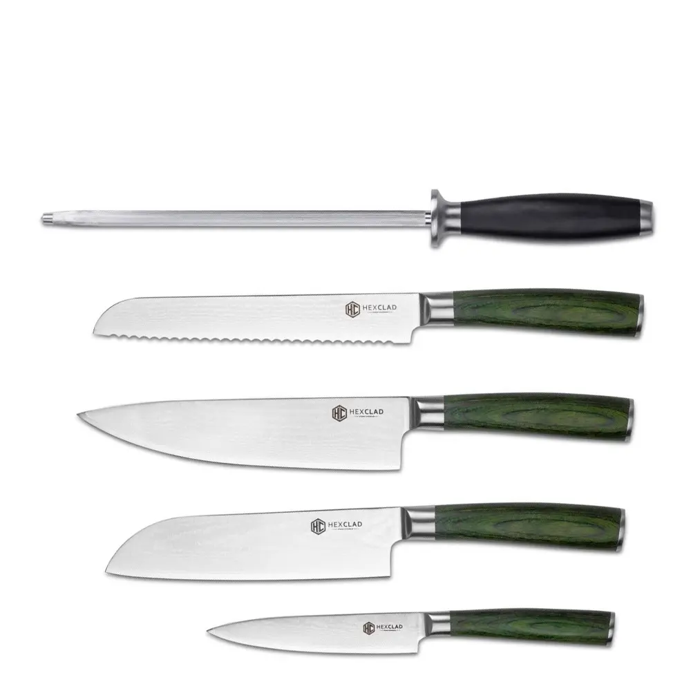 Hybrid knivsett 6 deler sølv/skogsgrønn